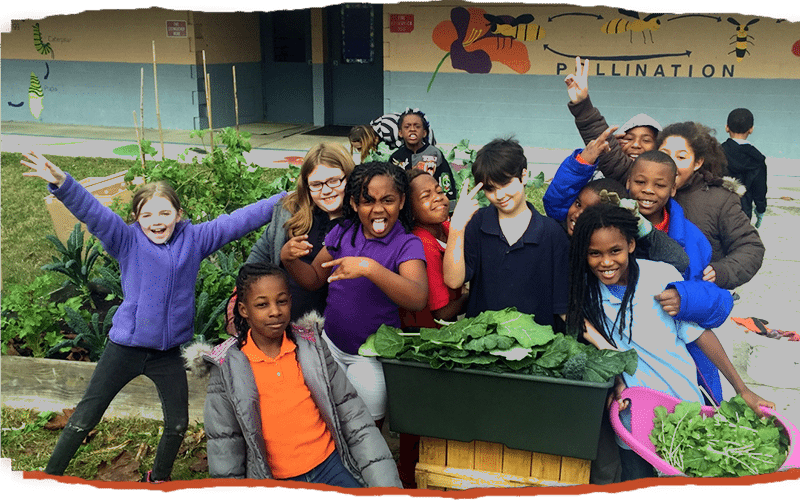 Kids having fun with the Farm to School program